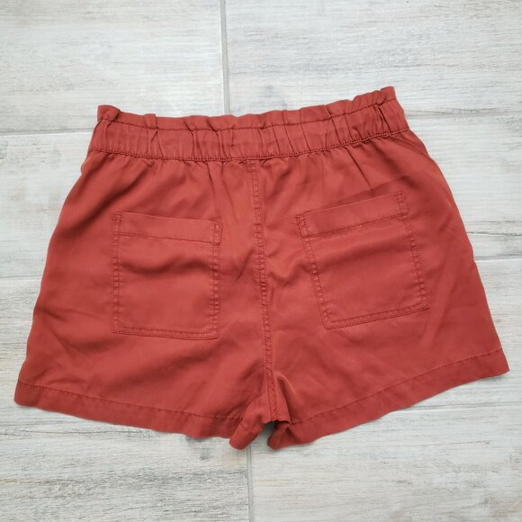 Loft Paper Bag Shorts Women's Burnt Orange Lyocell Drawstring Casual Pull On M - Picture 2 of 5